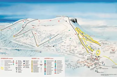 a map of a ski resort with a ski slope at Cozy apartment in Hafjell - Øyer centre in Hafjell