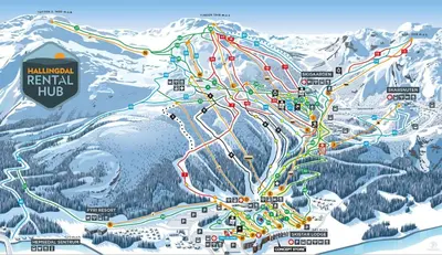 a map of the mountain renewal hub at Mountain nest in Hemsedal close to the ski slopes in Hemsedal