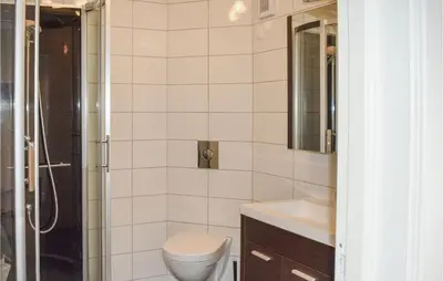 a bathroom with a toilet and a sink and a shower at Gorgeous Home In Rauland in Rauland
