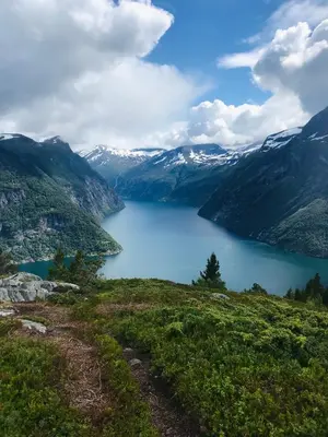 a view of a lake in the mountains at Exclusive Suite in the Sunnmøre Alps, Near Geiranger & Hjørundfjord in Stranda