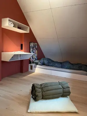 a room with two beds in a attic at Tomannsbolig på Rosenborg in Trondheim