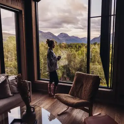 Luxury Nordic Suite with Private Sauna and Panoramic Mountain Views