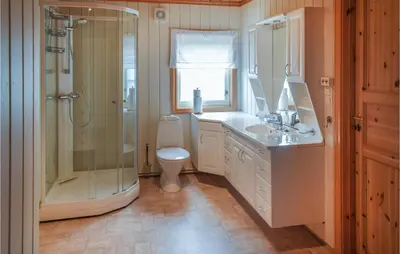 a bathroom with a shower and a sink and a toilet at Amazing Home In Eggedal With Kitchen in Eggedal