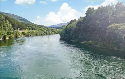 a view of a river from a bridge at 2 Bedroom Stunning Home In Dovre in Dovre