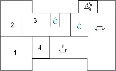 a block diagram of a diagram of a shower with a person and water at Beautiful Home In Sjusjøen With Sauna in Sjusjøen