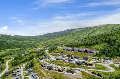an aerial view of a resort in the mountains at Hodlekvevegen 307 in Sogndal