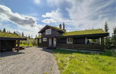 a house with a grass roof on top of it at 4 Bedroom Beautiful Home In Nord-Torpa in Nord Torpa