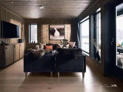 a living room with a couch and a tv at Beautiful apartment - high standard - Geilo centre in Geilo