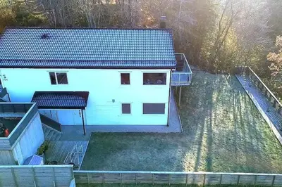 an aerial view of a white house at Your Dream Studio in Bergen in Bergen