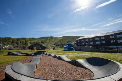 a row of skateboards in a skate park at Large cabin with spectacular views in Geilo in Geilo