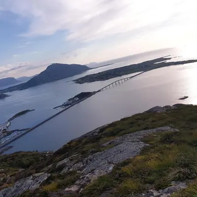 a view of a large body of water at Leilighet nær flyplass og Ålesund sentrum in Ytterland