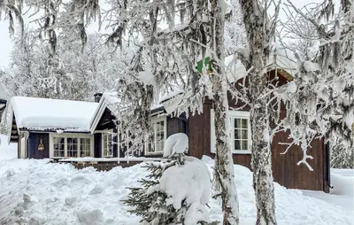 a house covered in snow next to a tree at Nice Home In Gol With Kitchen in Golsfjellet