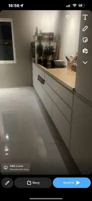 an image of a kitchen with a kitchen counter top at Sentral leilighet i Trondheim in Trondheim