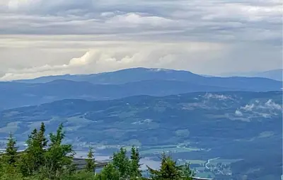 a view of a valley with mountains in the distance at Amazing Apartment In Noresund With Wifi in Noresund