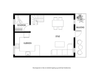a floor plan of a small house at Rorbu i Gilsvågen - Egen Brygge - Båtutleie in Blænes