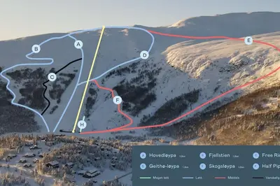 a map of a ski resort in the mountains at New appartment in Lom inkl bedding in Lom