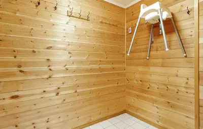 a sauna with wooden walls and a ceiling at Lovely Apartment In Hemsedal With Sauna in Hemsedal