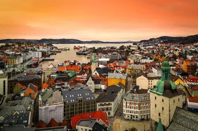 a view of a city with a river and buildings at Central stay apartment - 401 in Bergen