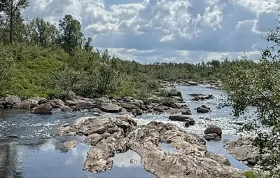 a river with rocks and trees on the side at 4 Bedroom Gorgeous Home In Rauland in Rauland