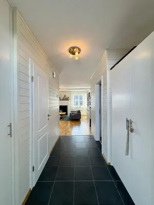 a hallway of a home with a tile floor at Family-friendly apartment for rent at Golsfjellet in Golsfjellet