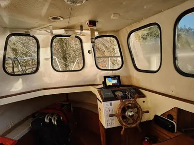 an inside view of a van with three windows at Holiday Home Soltun by Interhome in Flygansvær