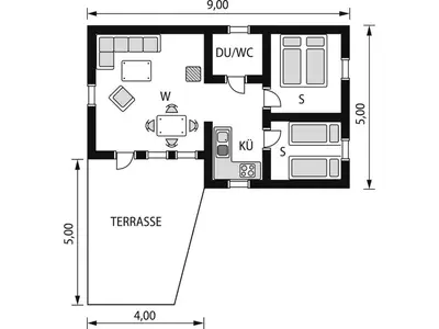 a floor plan of a house at Holiday Home Sandviki by Interhome in Balestrand