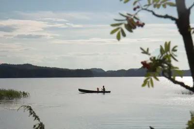 two people in a boat on a lake at GapaLux in Levanger
