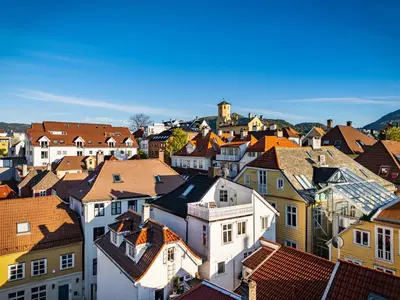 a view of a city with roofs at The Townhouse Dream I Must See Views! in Bergen