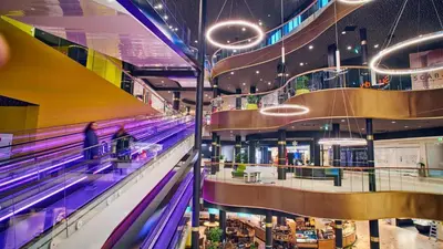 a view of a bowling alley with lanes at Luxury apartment Bergen in Bergen