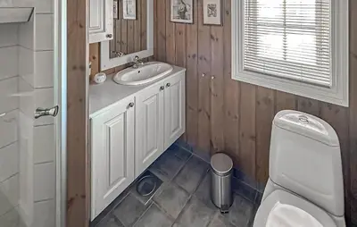 a bathroom with a sink and a toilet at Stunning Home In Beitostølen With Sauna in Beitostøl