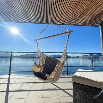 Magical view towards the fjords by the sea
