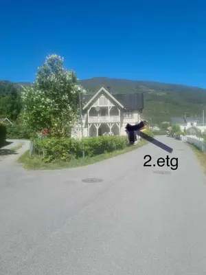 a house sitting on the side of a road at Koselig Sentrumsleilighet i 2 etg in Nes i Ådal