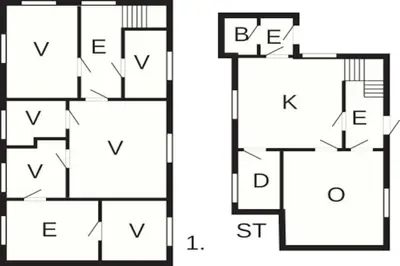 two diagrams of a floor plan of a house at 11 person holiday home in Bud-By Traum in Bud