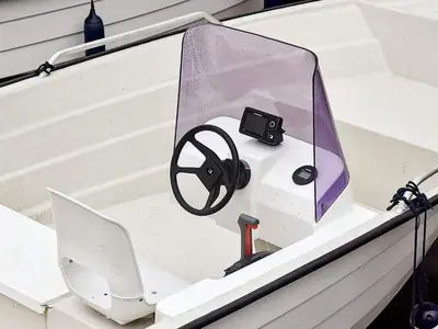 a plastic container on a boat with a steering wheel at 7 person holiday home in Selje-By Traum in Selje
