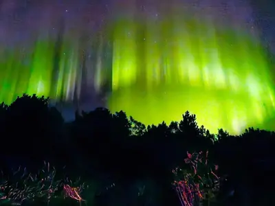 an image of the northern lights in the sky at 4 person holiday home in Øydegard-By Traum in Torvikbukt