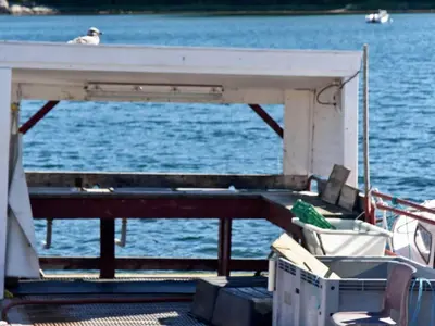 a dock on a boat in the water at 6 person holiday home in Oksvoll-By Traum in Oksvoll