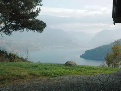 a view of a lake from the side of a hill at 7 person holiday home in Blaksæter-By Traum in Sølberg