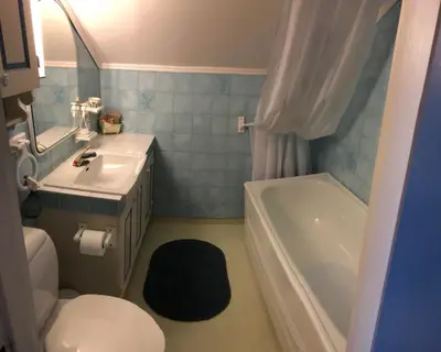 a bathroom with a sink and a toilet and a tub at Villa Ka Stor Elvdal in Koppang