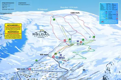 a map of a ski resort in the snow at Cozy Apartment - Great View! in Håra