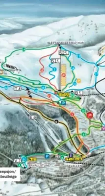 a map of a city with roads and highways at Oppgradert leilighet i Tråstølen in Skulestadmo