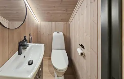 a bathroom with a white toilet and a sink at Awesome Home In Rauland in Rauland