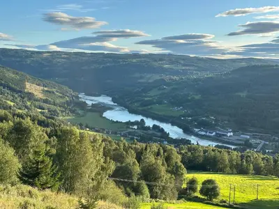 a view of a river in a valley at Fantastisk feriehus på Tretten, Hafjell in Tretten