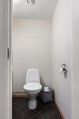 a bathroom with a white toilet in a room at Naturopplevelser året rundt i Valdres Ski in out Panoramautsikt in Aurdal