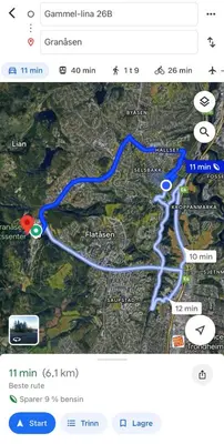 a screenshot of a map of a river at Hus ski VM 2025 in Trondheim