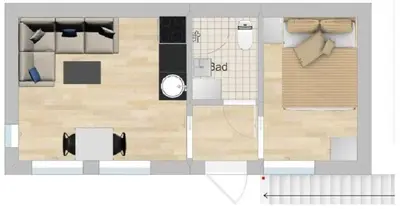 a floor plan of a small room with a bed at Modern apartment with ski in out in Hafjell in Hafjell