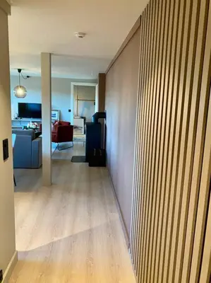 a hallway of a room with a living room at Leilighet i enebolig in Fagernes