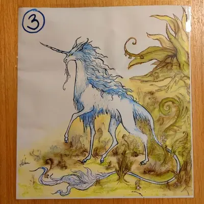 a drawing of a unicorn on a wall at Teglverket in Trondheim