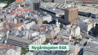 an aerial view of the city of myklezmer at Luxurious city apartment in Bergen