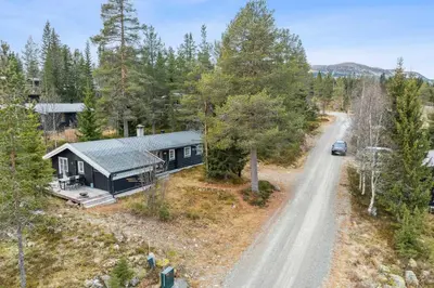 an aerial view of a house in the woods at Cabin With Panoramic Views Over Trysil in Trysil