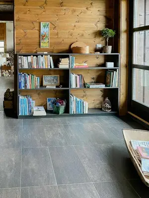 a room with book shelves filled with books at Cozy Holiday Home Embraced By Valdres Hills in Vang I Valdres